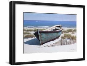 Blue Boat on Beach-Zhen-Huan Lu-Framed Giclee Print