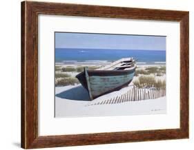 Blue Boat on Beach-Zhen-Huan Lu-Framed Giclee Print