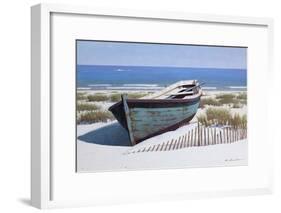 Blue Boat on Beach-Zhen-Huan Lu-Framed Giclee Print