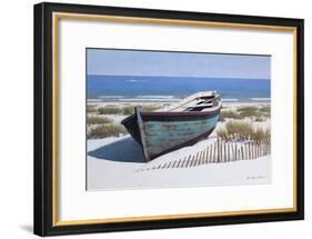Blue Boat on Beach-Zhen-Huan Lu-Framed Giclee Print