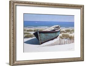 Blue Boat on Beach-Zhen-Huan Lu-Framed Giclee Print