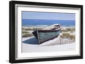 Blue Boat on Beach-Zhen-Huan Lu-Framed Giclee Print