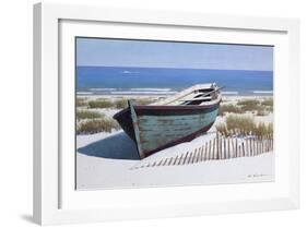 Blue Boat on Beach-Zhen-Huan Lu-Framed Giclee Print