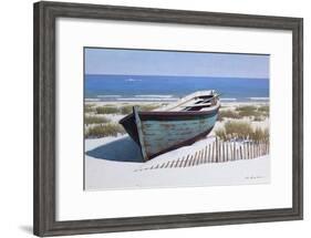 Blue Boat on Beach-Zhen-Huan Lu-Framed Giclee Print