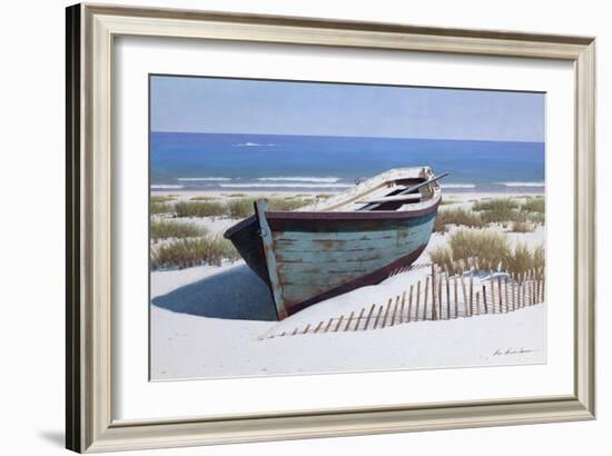 Blue Boat on Beach-Zhen-Huan Lu-Framed Giclee Print