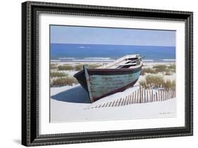 Blue Boat on Beach-Zhen-Huan Lu-Framed Giclee Print