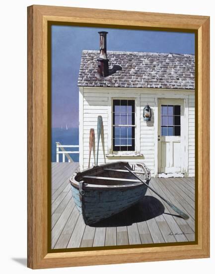 Blue Boat on Deck-Zhen-Huan Lu-Framed Premier Image Canvas