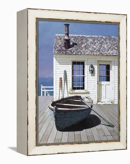 Blue Boat on Deck-Zhen-Huan Lu-Framed Premier Image Canvas