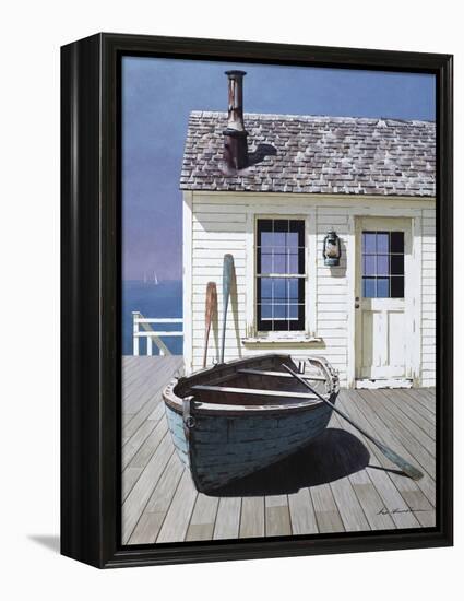 Blue Boat on Deck-Zhen-Huan Lu-Framed Premier Image Canvas