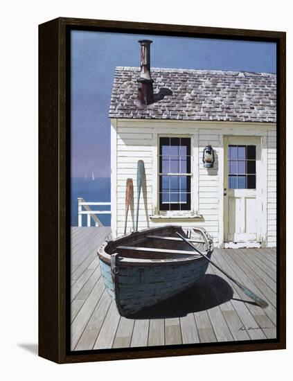 Blue Boat on Deck-Zhen-Huan Lu-Framed Premier Image Canvas