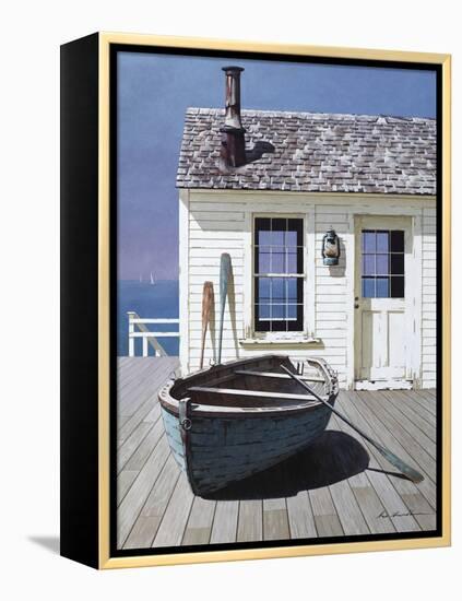 Blue Boat on Deck-Zhen-Huan Lu-Framed Premier Image Canvas