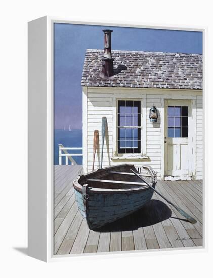 Blue Boat on Deck-Zhen-Huan Lu-Framed Premier Image Canvas