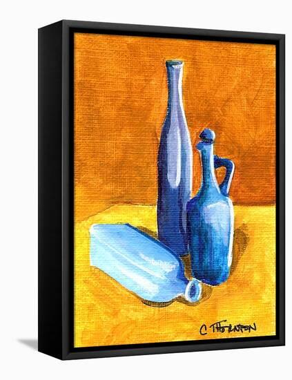 Blue Bottles-Cindy Thornton-Framed Stretched Canvas