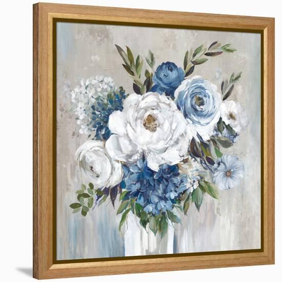 Blue Bouquet of Flowers-Asia Jensen-Framed Stretched Canvas