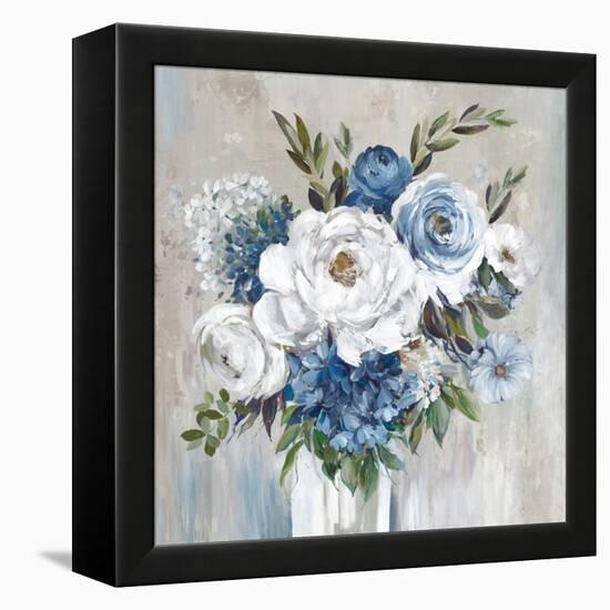 Blue Bouquet of Flowers-Asia Jensen-Framed Stretched Canvas