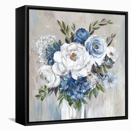 Blue Bouquet of Flowers-Asia Jensen-Framed Stretched Canvas