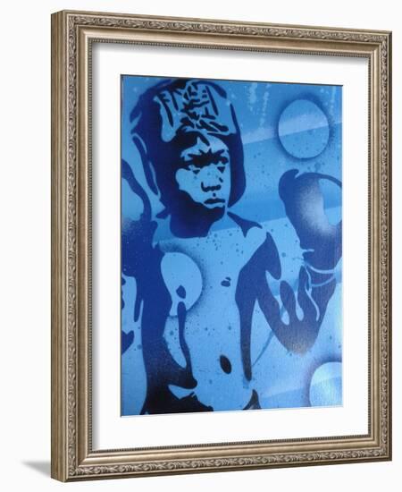 Blue Boxer-Abstract Graffiti-Framed Giclee Print