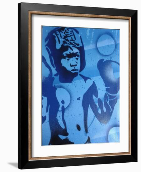 Blue Boxer-Abstract Graffiti-Framed Giclee Print