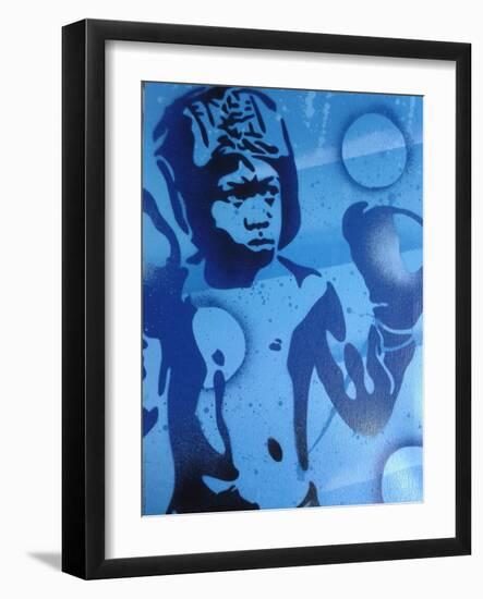 Blue Boxer-Abstract Graffiti-Framed Giclee Print