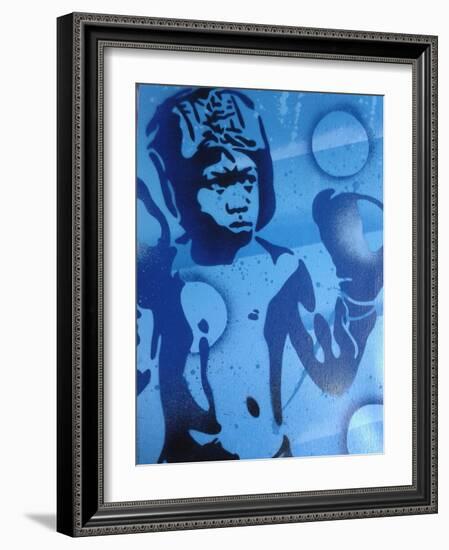 Blue Boxer-Abstract Graffiti-Framed Giclee Print