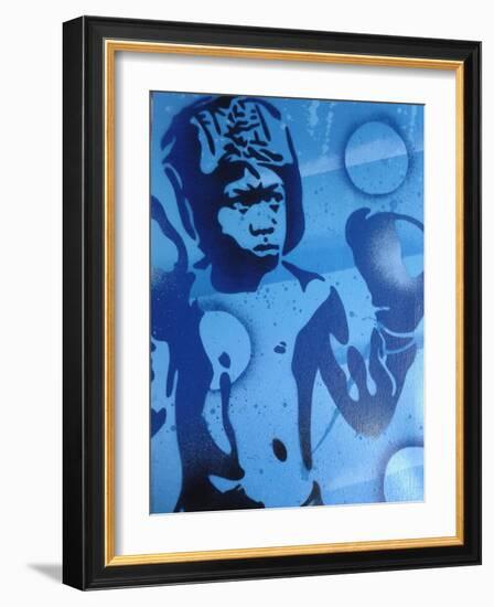 Blue Boxer-Abstract Graffiti-Framed Giclee Print