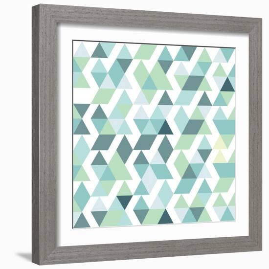 Blue Bright Abstract Triangles Background-Little_cuckoo-Framed Art Print