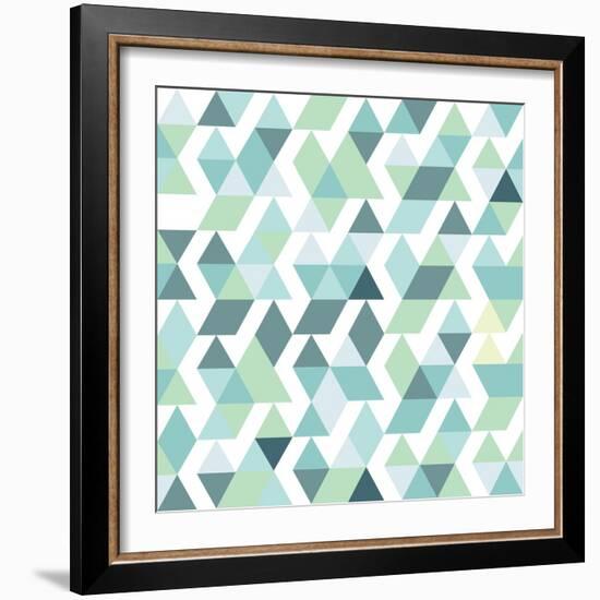 Blue Bright Abstract Triangles Background-Little_cuckoo-Framed Art Print