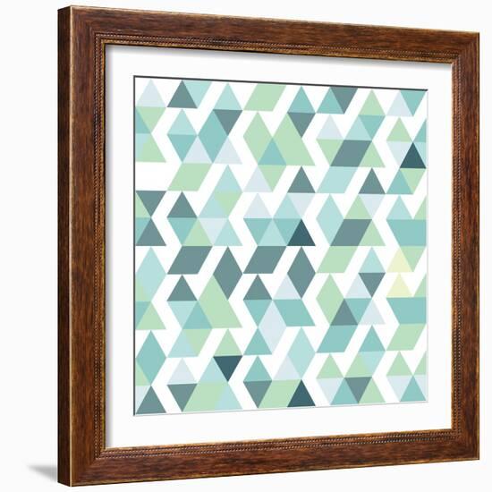 Blue Bright Abstract Triangles Background-Little_cuckoo-Framed Premium Giclee Print