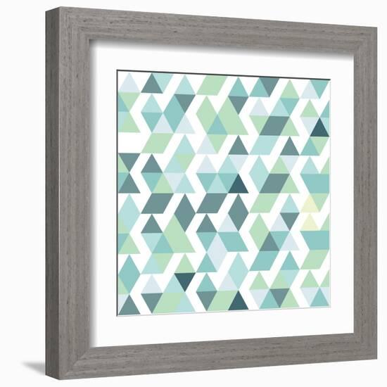 Blue Bright Abstract Triangles Background-Little_cuckoo-Framed Art Print