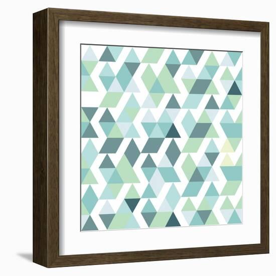 Blue Bright Abstract Triangles Background-Little_cuckoo-Framed Art Print