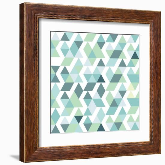 Blue Bright Abstract Triangles Background-Little_cuckoo-Framed Art Print