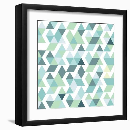 Blue Bright Abstract Triangles Background-Little_cuckoo-Framed Art Print