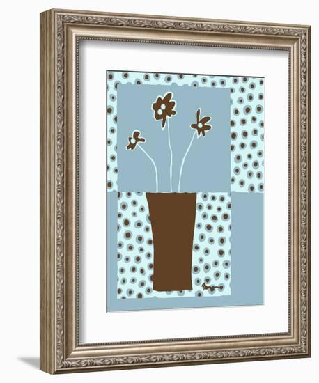 Blue & Brown Minimalist Floral I-Kris Taylor-Framed Art Print