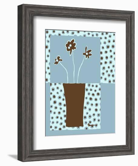 Blue & Brown Minimalist Floral I-Kris Taylor-Framed Art Print