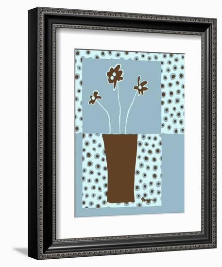 Blue & Brown Minimalist Floral I-Kris Taylor-Framed Art Print