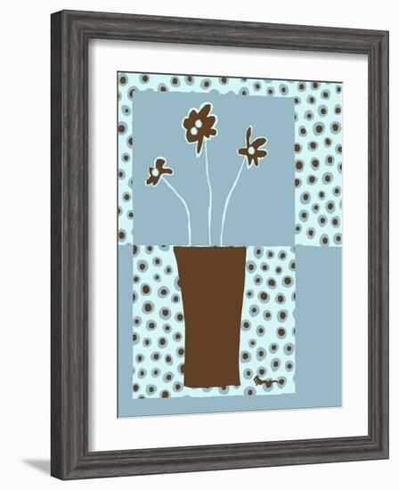 Blue & Brown Minimalist Floral I-Kris Taylor-Framed Art Print