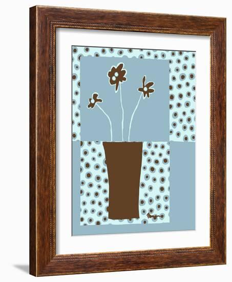 Blue & Brown Minimalist Floral I-Kris Taylor-Framed Art Print