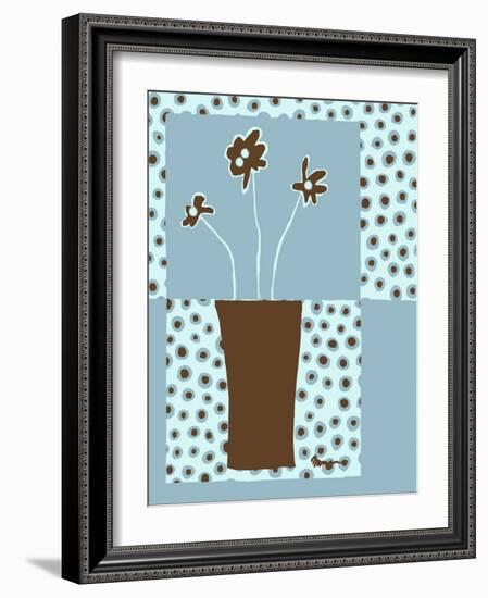 Blue & Brown Minimalist Floral I-Kris Taylor-Framed Art Print