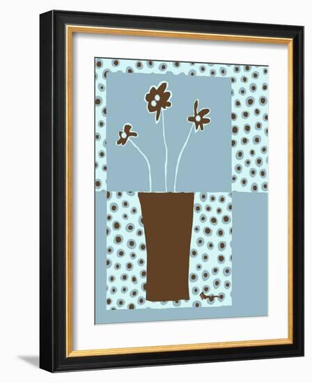 Blue & Brown Minimalist Floral I-Kris Taylor-Framed Art Print