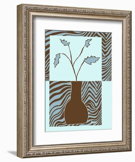 Blue & Brown Minimalist Floral II-Kris Taylor-Framed Art Print