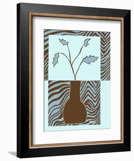 Blue & Brown Minimalist Floral II-Kris Taylor-Framed Art Print