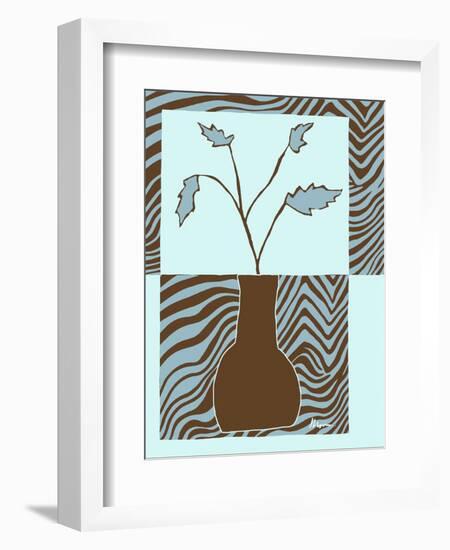 Blue & Brown Minimalist Floral II-Kris Taylor-Framed Art Print