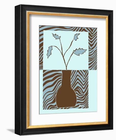 Blue & Brown Minimalist Floral II-Kris Taylor-Framed Art Print