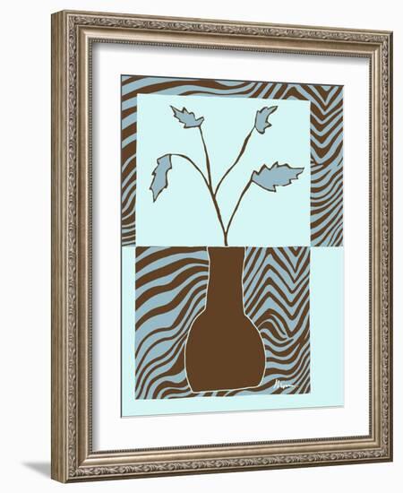 Blue & Brown Minimalist Floral II-Kris Taylor-Framed Art Print