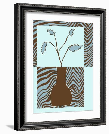 Blue & Brown Minimalist Floral II-Kris Taylor-Framed Art Print