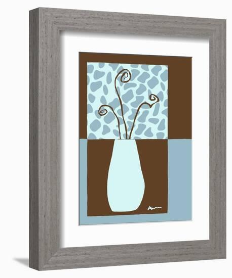 Blue & Brown Minimalist Floral III-Kris Taylor-Framed Art Print
