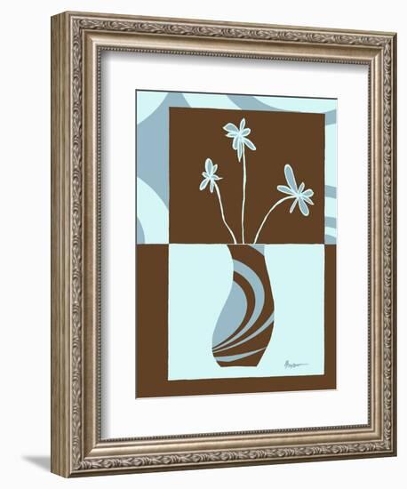 Blue & Brown Minimalist Floral IV-Kris Taylor-Framed Art Print