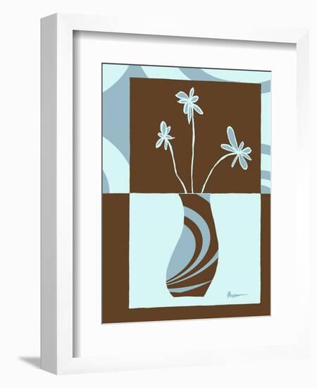 Blue & Brown Minimalist Floral IV-Kris Taylor-Framed Art Print