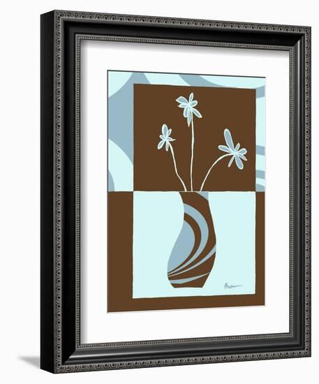 Blue & Brown Minimalist Floral IV-Kris Taylor-Framed Art Print