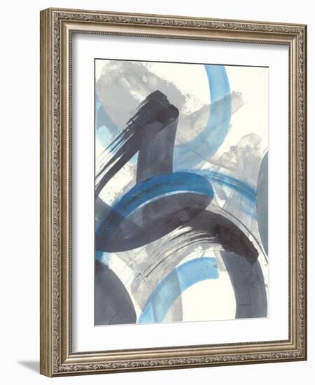 Blue Brushy Abstract II-Danhui Nai-Framed Art Print